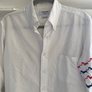 Thom Browne Dog embroidered striped shirt